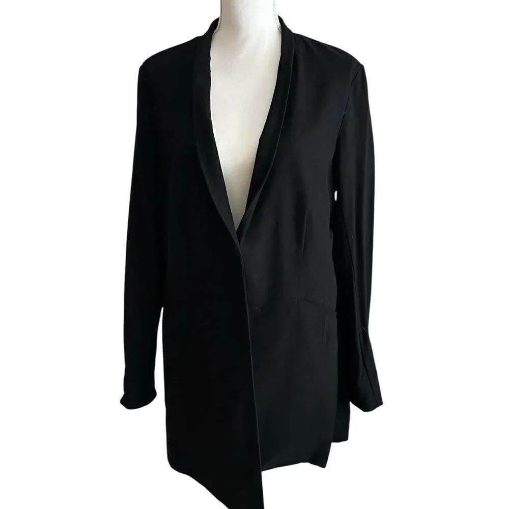 Eileen Fisher Black One Button Washable Blazer Size Large